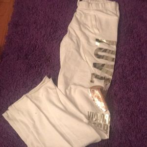 VS PINK WHITE SWEATPANTS